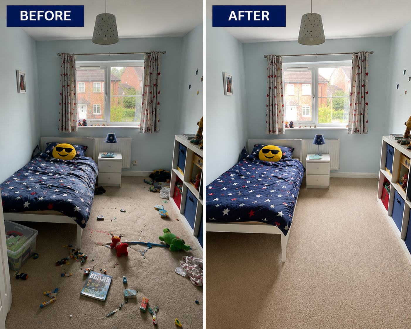 Kids room cleaning before and after